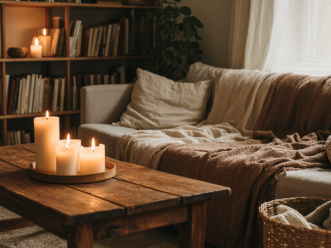 Photo Candlelit living room
